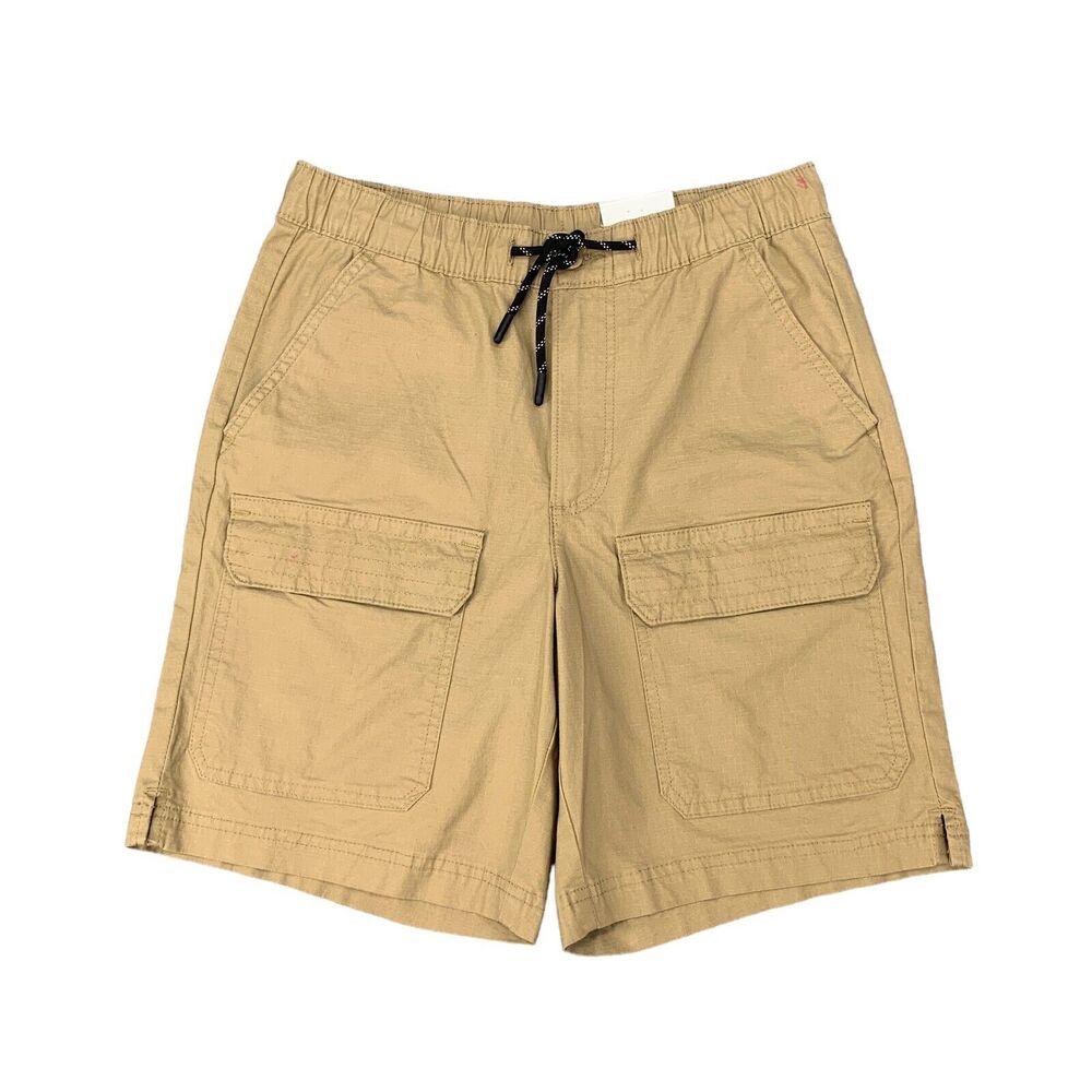Free Assembly Shorts Mens S Small Tan Stretch Cotton Cargo Pockets Elastic Waist